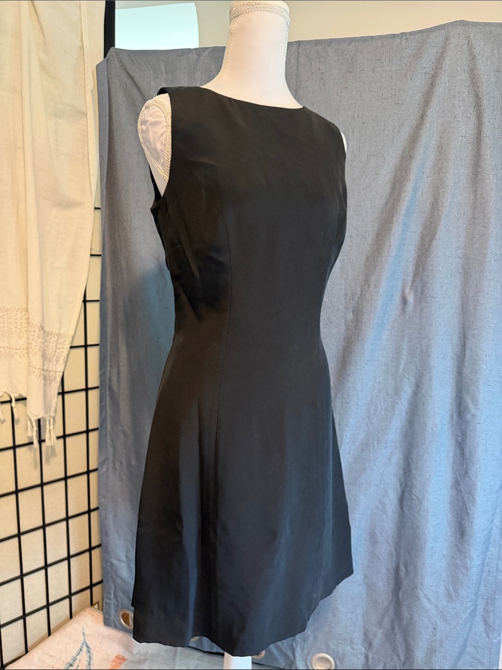 Vintage Hugo Buscati Black Sleeveless Silk Mini Dress